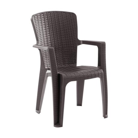 SIDE Πολυθρόνα Κήπου-Βεράντας Στοιβαζόμενη, (Rattan Look) PP-UV Απόχρωση Καφέ - vougioukas.gr