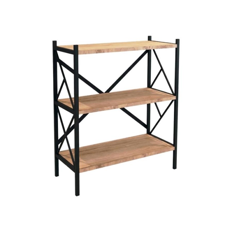 Ραφιέρα επιδαπέδια Althea pakoworld oak με μαύρο μέταλλο 60x30x90εκ