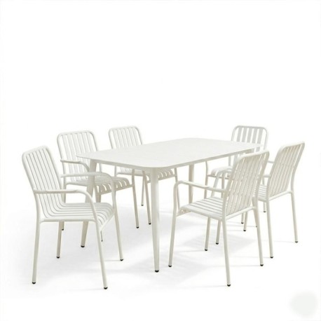 Τραπεζαρία Heven Vista pakoworld σετ 7τεμ λευκό αλουμίνιο 150x80x72εκ - vougioukas.gr