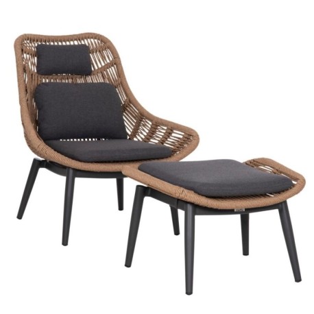 ΠΟΛΥΘΡΟΝΑ LOUNGE ΜΕ ΥΠΟΠΟΔΙΟ REMVAZZO HM6561.01 ΑΛΟΥΜΙΝΙΟ ΓΚΡΙ--WICKER 90x85x96Υεκ - vougioukas.gr