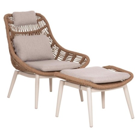 ΠΟΛΥΘΡΟΝΑ LOUNGE ΜΕ ΥΠΟΠΟΔΙΟ REMVAZZO HM6561.02 ΑΛΟΥΜΙΝΙΟ ΜΠΕΖ--WICKER 90x85x96Υεκ - vougioukas.gr