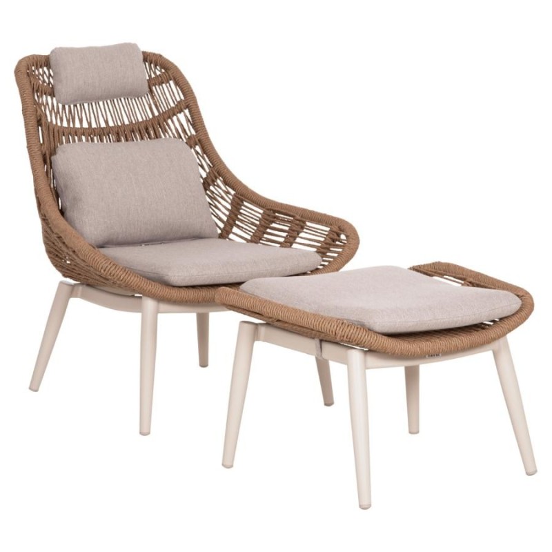 ΠΟΛΥΘΡΟΝΑ LOUNGE ΜΕ ΥΠΟΠΟΔΙΟ REMVAZZO HM6561.02 ΑΛΟΥΜΙΝΙΟ ΜΠΕΖ--WICKER 90x85x96Υεκ - vougioukas.gr