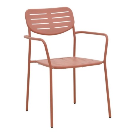 Πολυθρόνα Deraby pakoworld στοιβαζόμενη terracotta μέταλλο 56x45.5x83εκ - vougioukas.gr