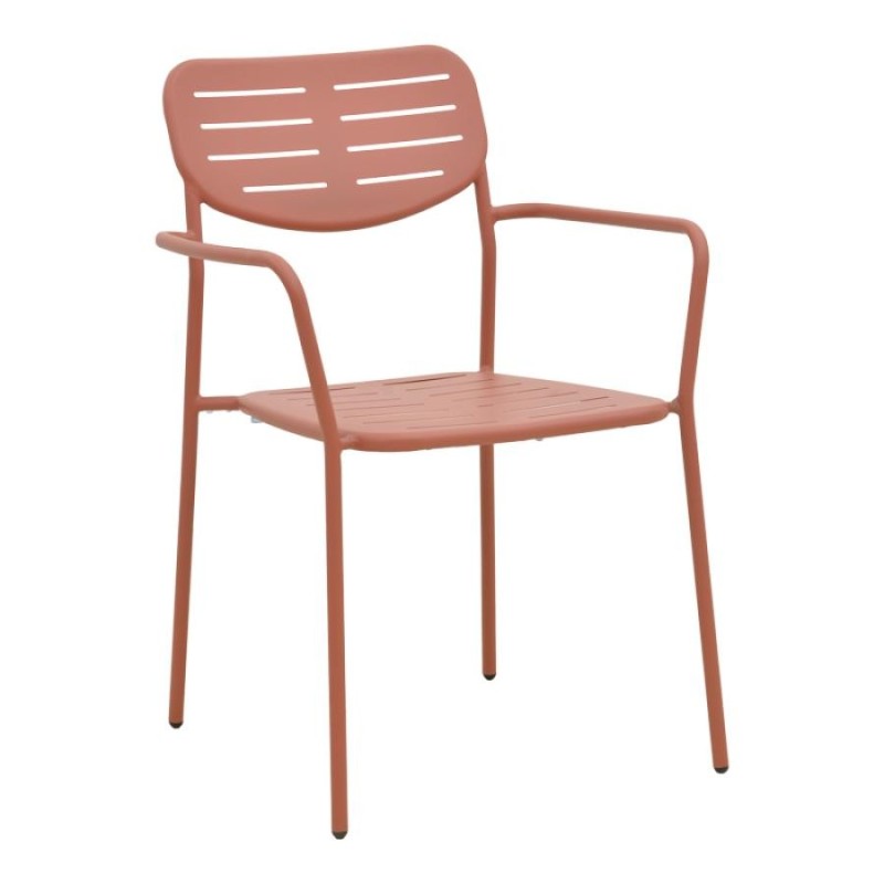 Πολυθρόνα Deraby pakoworld στοιβαζόμενη terracotta μέταλλο 56x45.5x83εκ - vougioukas.gr