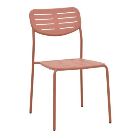 Καρέκλα Deraby pakoworld στοιβαζόμενη terracotta μέταλλο 52.5x45.5x83εκ - vougioukas.gr