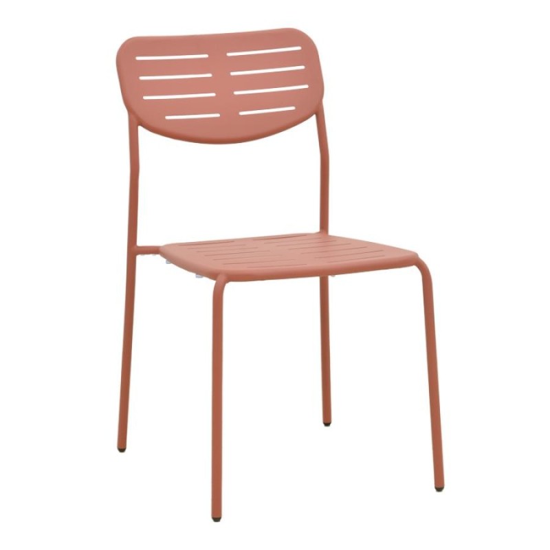 Καρέκλα Deraby pakoworld στοιβαζόμενη terracotta μέταλλο 52.5x45.5x83εκ - vougioukas.gr