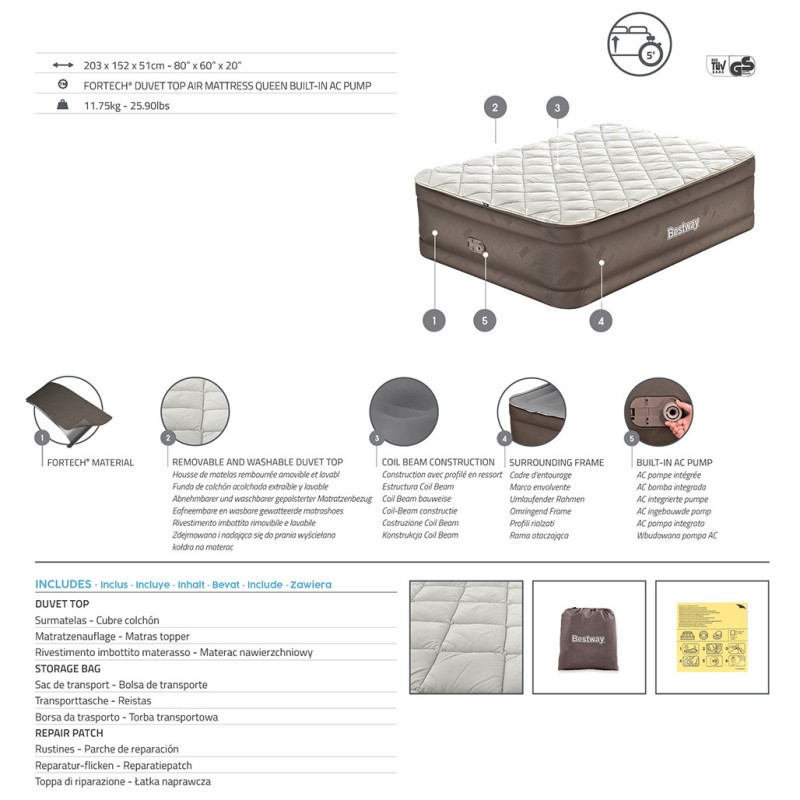 TRITECH CONNECT AND REST AIRBED TWIN/K 1.88m x 99cm x 25cm ING