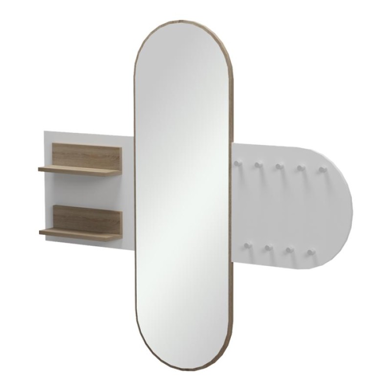 Κρεμάστρα με καθρέπτη Baunty pakoworld sonoma-λευκό 125x11x122εκ - vougioukas.gr