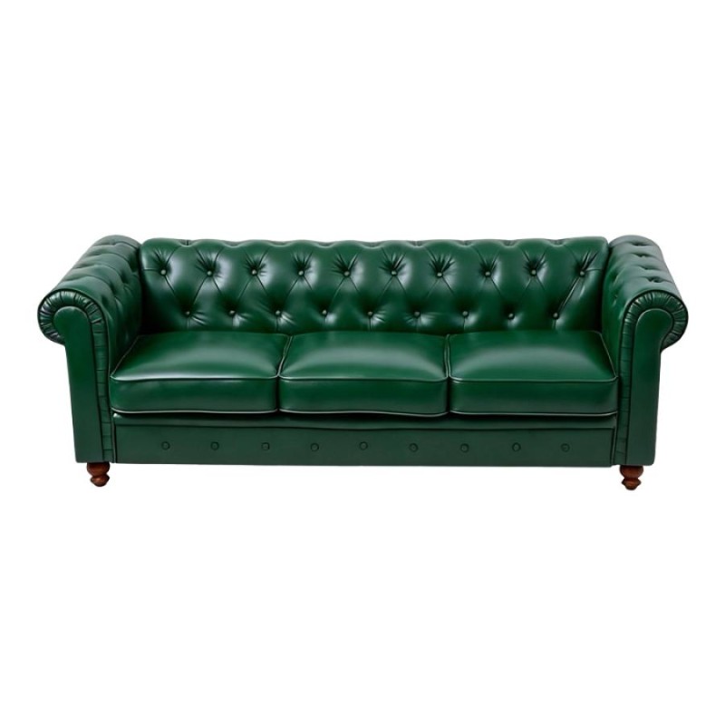 Kαναπές τριθέσιος τ. Chesterfield pakoworld pu κυπαρισσί 203x84x67εκ