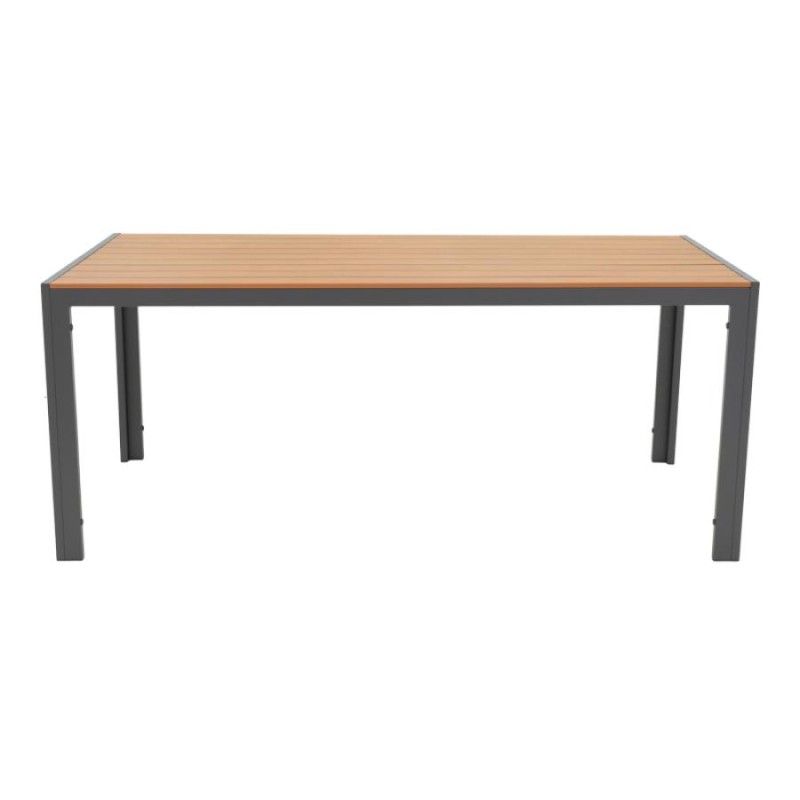 Τραπέζι Nares pakoworld αλουμίνιο ανθρακί-plywood φυσικό 180x90x72.5εκ