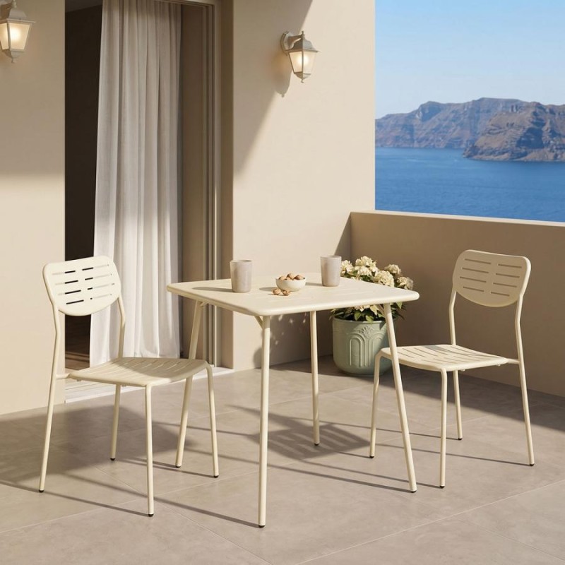 Τραπεζαρία Moraja Deraby I pakoworld σετ 3τεμ κρεμ μέταλλο 70x70x73εκ - vougioukas.gr