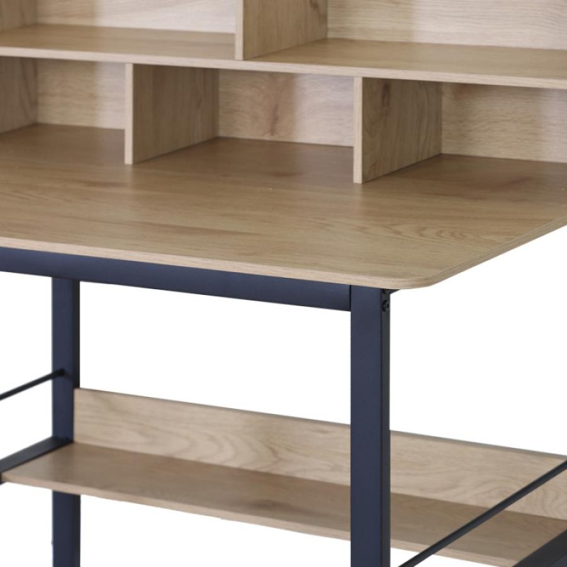 Γραφείο εργασίας Biuro pakoworld oak- μαύρο μέταλλο 120x60x103εκ - vougioukas.gr