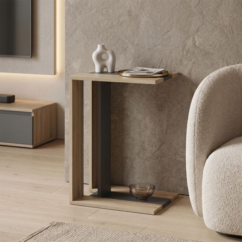 Βοηθητικό τραπέζι Muju pakoworld sonoma- ανθρακί  30x40x55εκ