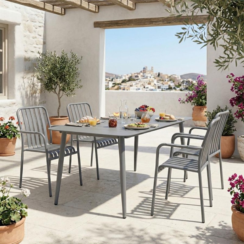 Τραπεζαρία Heven Vista pakoworld σετ 5τεμ ανθρακί αλουμίνιο 150x80x72εκ - vougioukas.gr