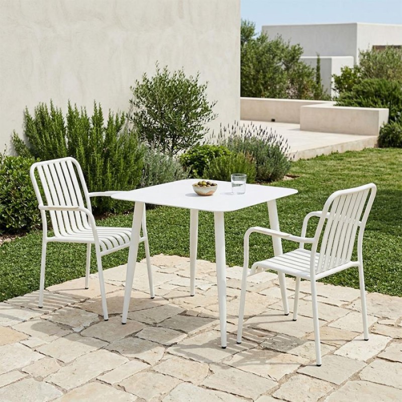 Τραπεζαρία Heven Vista pakoworld σετ 3τεμ λευκό αλουμίνιο 80x80x72εκ - vougioukas.gr