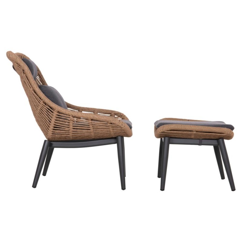 ΠΟΛΥΘΡΟΝΑ LOUNGE ΜΕ ΥΠΟΠΟΔΙΟ REMVAZZO HM6561.01 ΑΛΟΥΜΙΝΙΟ ΓΚΡΙ--WICKER 90x85x96Υεκ