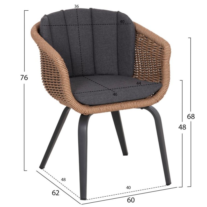 ΠΟΛΥΘΡΟΝΑ VICTUS HM6559.01 ΑΛΟΥΜΙΝΙΟ & OLEFIN ΓΚΡΙ-TWIST WICKER 60x62x76Yεκ - vougioukas.gr