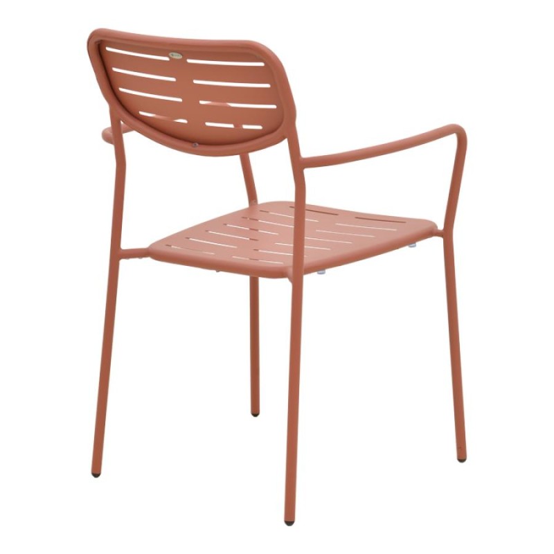 Πολυθρόνα Deraby pakoworld στοιβαζόμενη terracotta μέταλλο 56x45.5x83εκ