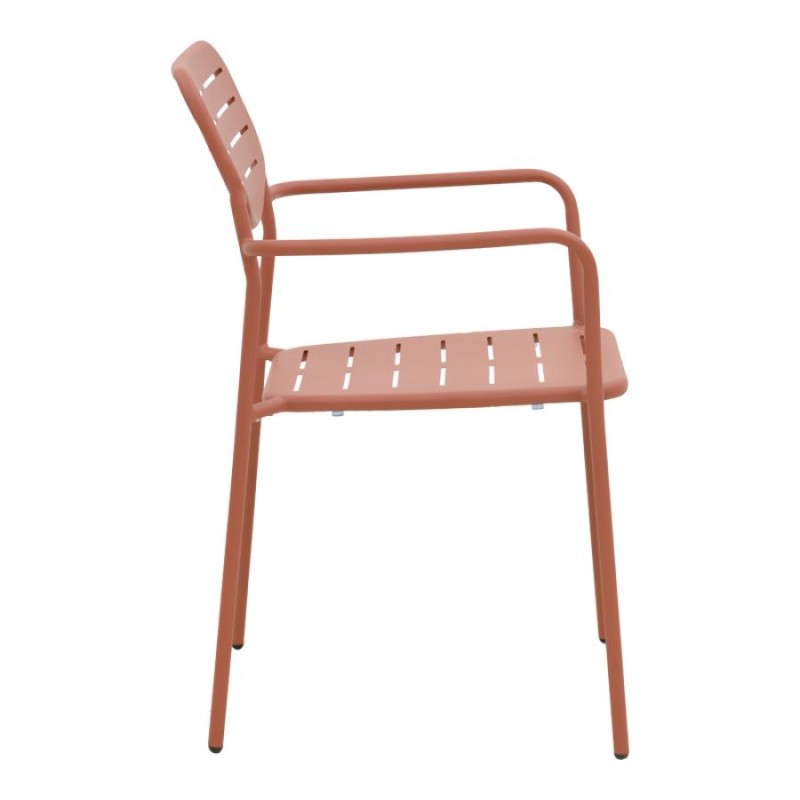 Πολυθρόνα Deraby pakoworld στοιβαζόμενη terracotta μέταλλο 56x45.5x83εκ - vougioukas.gr