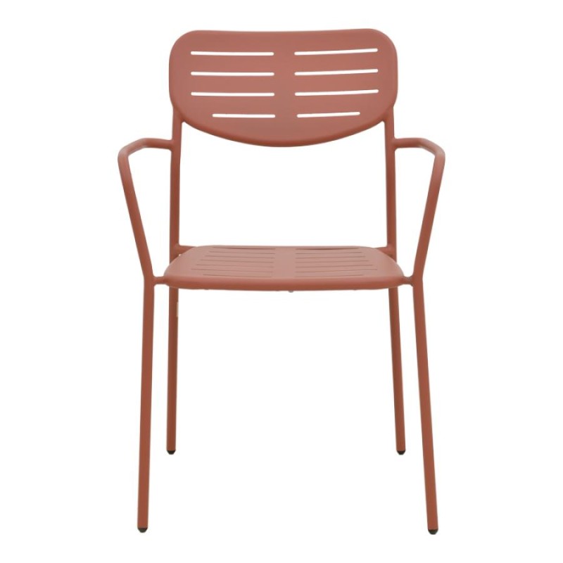 Πολυθρόνα Deraby pakoworld στοιβαζόμενη terracotta μέταλλο 56x45.5x83εκ - vougioukas.gr