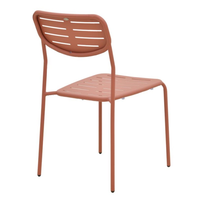 Καρέκλα Deraby pakoworld στοιβαζόμενη terracotta μέταλλο 52.5x45.5x83εκ - vougioukas.gr