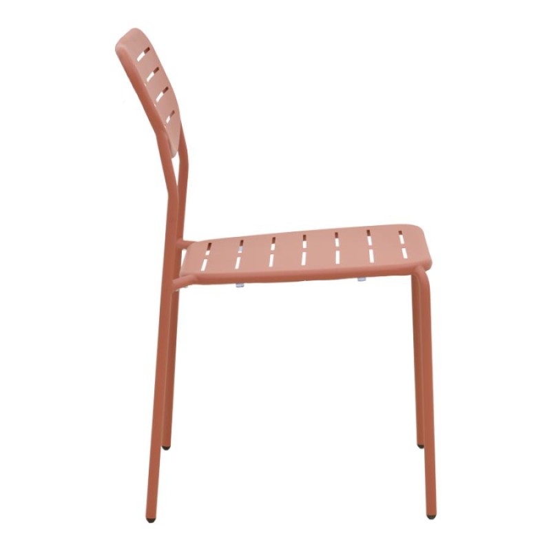 Καρέκλα Deraby pakoworld στοιβαζόμενη terracotta μέταλλο 52.5x45.5x83εκ