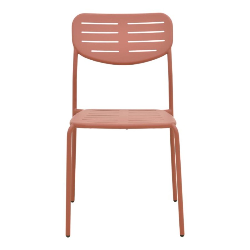 Καρέκλα Deraby pakoworld στοιβαζόμενη terracotta μέταλλο 52.5x45.5x83εκ - vougioukas.gr