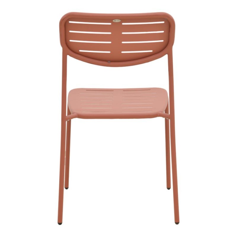 Καρέκλα Deraby pakoworld στοιβαζόμενη terracotta μέταλλο 52.5x45.5x83εκ