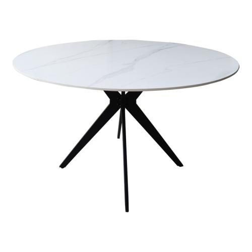 Τραπέζι Orbital pakoworld sintered stone λευκή όψη μαρμάρου με μαύρα μεταλλικά πόδια Φ120x76εκ