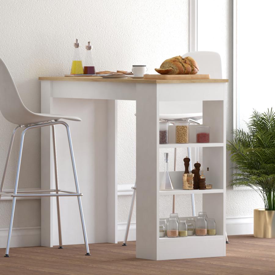 Τραπέζι μπαρ Riff pakoworld λευκό-sonoma 120x50x100εκ
