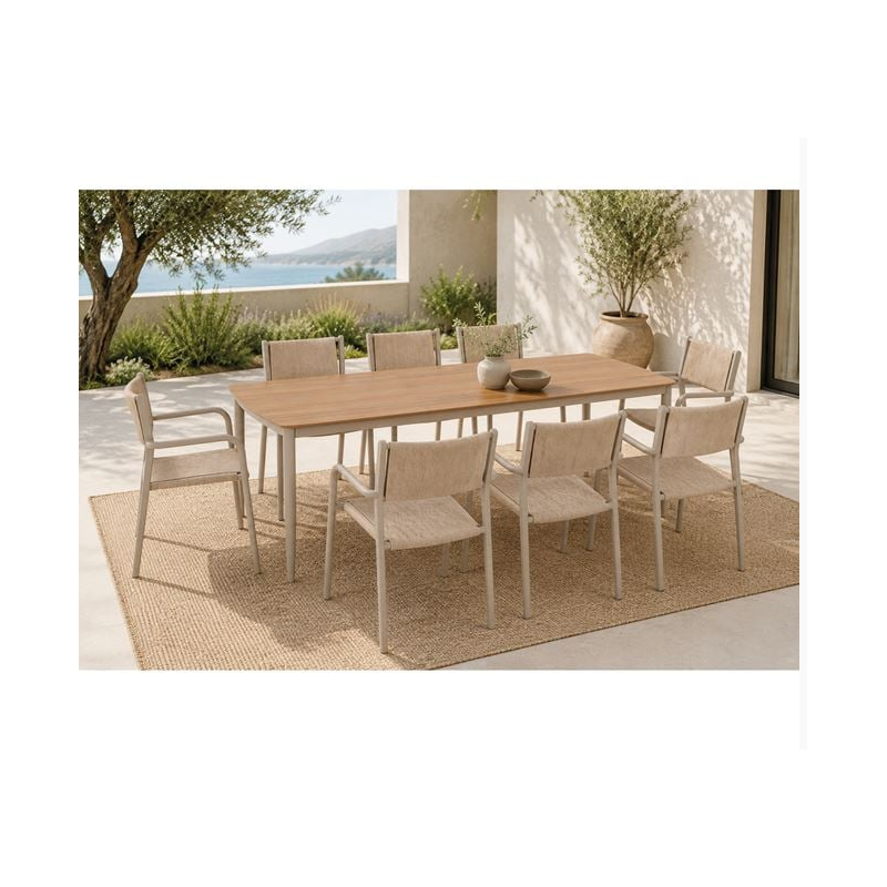 DENVER Set Τραπεζαρία Κήπου, Αλουμίνιο & Rope Polywood - vougioukas.gr