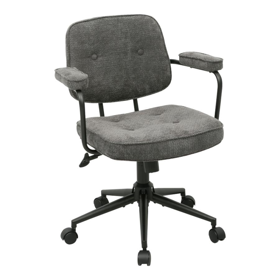 Καρέκλα γραφείου Leberta pakoworld ανθρακί ύφασμα 64x63,5x86-96εκ