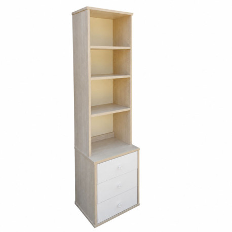 D5989 Βιβλιοθήκη Ξύλινη Με 3 Συρτάρια 55x45x215εκ