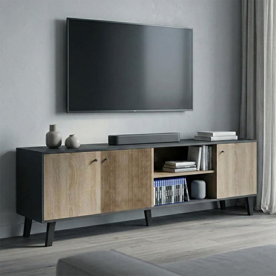 Έπιπλο τηλεόρασης Tuscany pakoworld sonoma-ανθρακί 180x41x51εκ