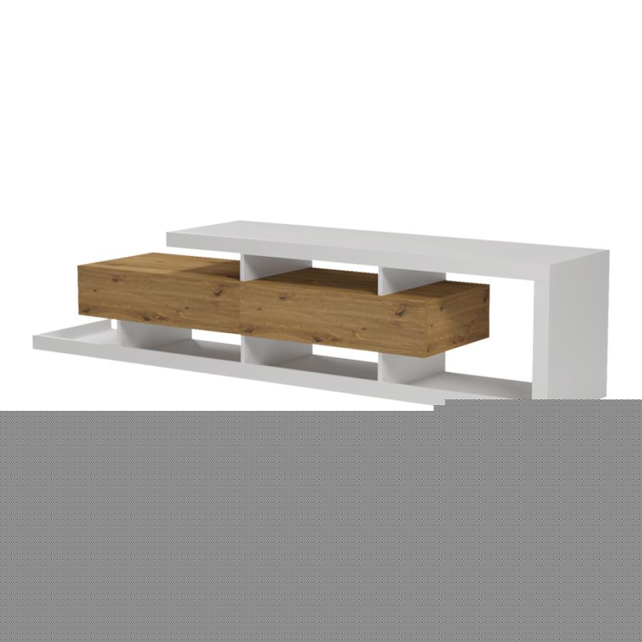 Έπιπλο τηλεόρασης Arbero pakoworld λευκό-oak 198x40x45εκ