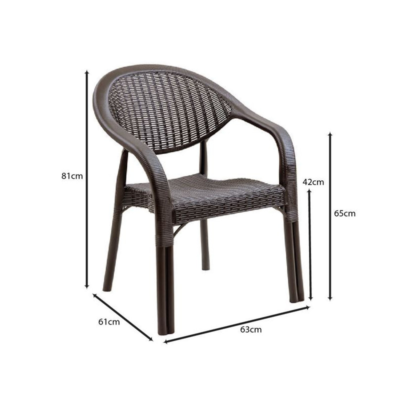 BAMBOO Pro Πολυθρόνα Κήπου - Βεράντας Στοιβαζόμενη, PP-UV (Rattan Look) Καφέ - vougioukas.gr