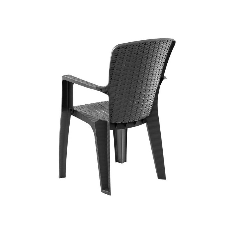 SIDE Πολυθρόνα Κήπου-Βεράντας Στοιβαζόμενη, (Rattan Look) PP-UV Απόχρωση Ανθρακί - vougioukas.gr