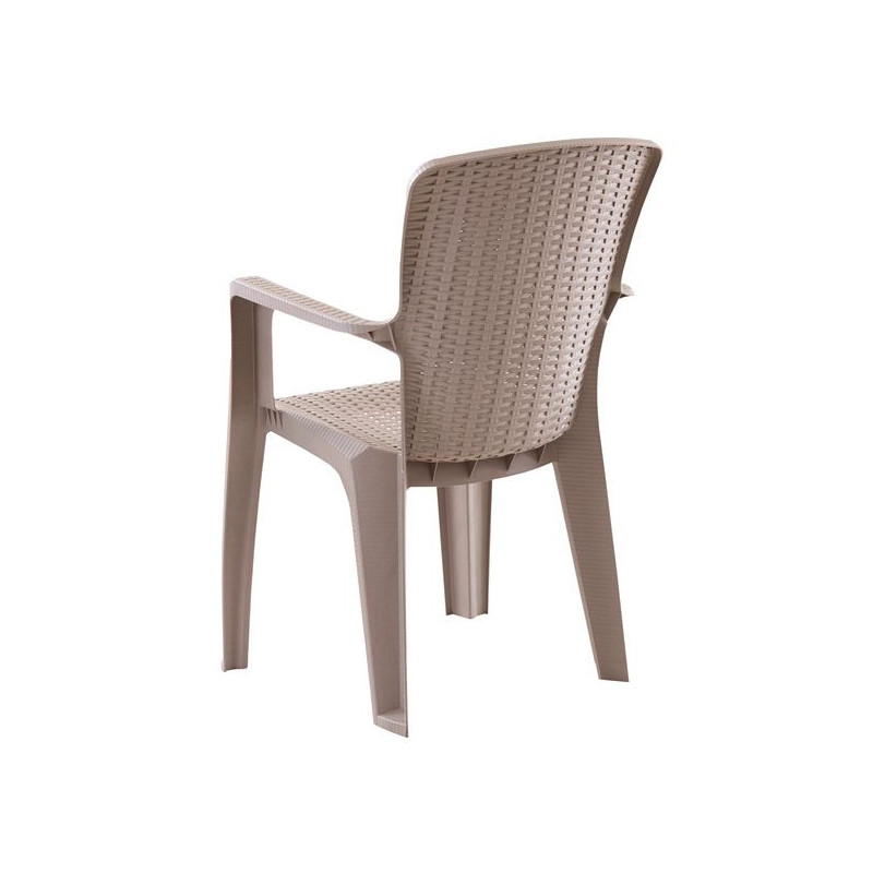 SIDE Πολυθρόνα Κήπου-Βεράντας Στοιβαζόμενη, (Rattan Look) PP-UV Απόχρωση Cappuccino - vougioukas.gr