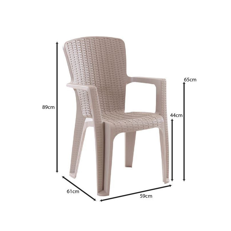 SIDE Πολυθρόνα Κήπου-Βεράντας Στοιβαζόμενη, (Rattan Look) PP-UV Απόχρωση Cappuccino - vougioukas.gr