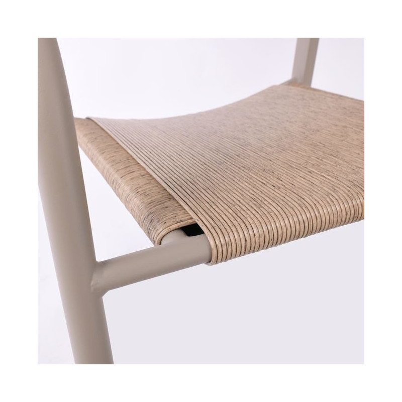 DENVER Πολυθρόνα Dining Στοιβαζόμενη, Αλουμίνιο - Rope Wicker Μπεζ