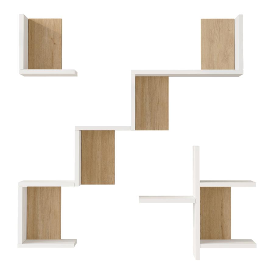 Ραφιέρα τοίχου Verso pakoworld λευκό με oak 99,4x14,5x103εκ