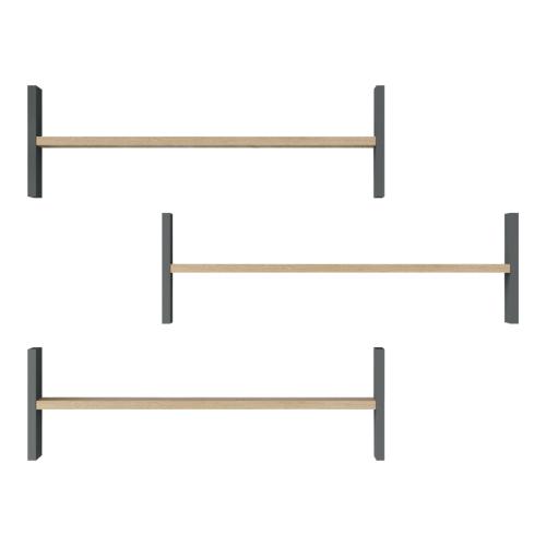 Ραφιέρα τοίχου Mento pakoworld oak με ανθρακί 75,6x14,5x23,6εκ