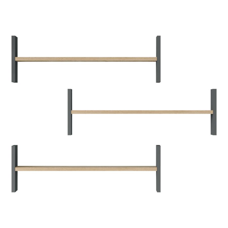 Ραφιέρα τοίχου Mento pakoworld oak με ανθρακί 75,6x14,5x23,6εκ