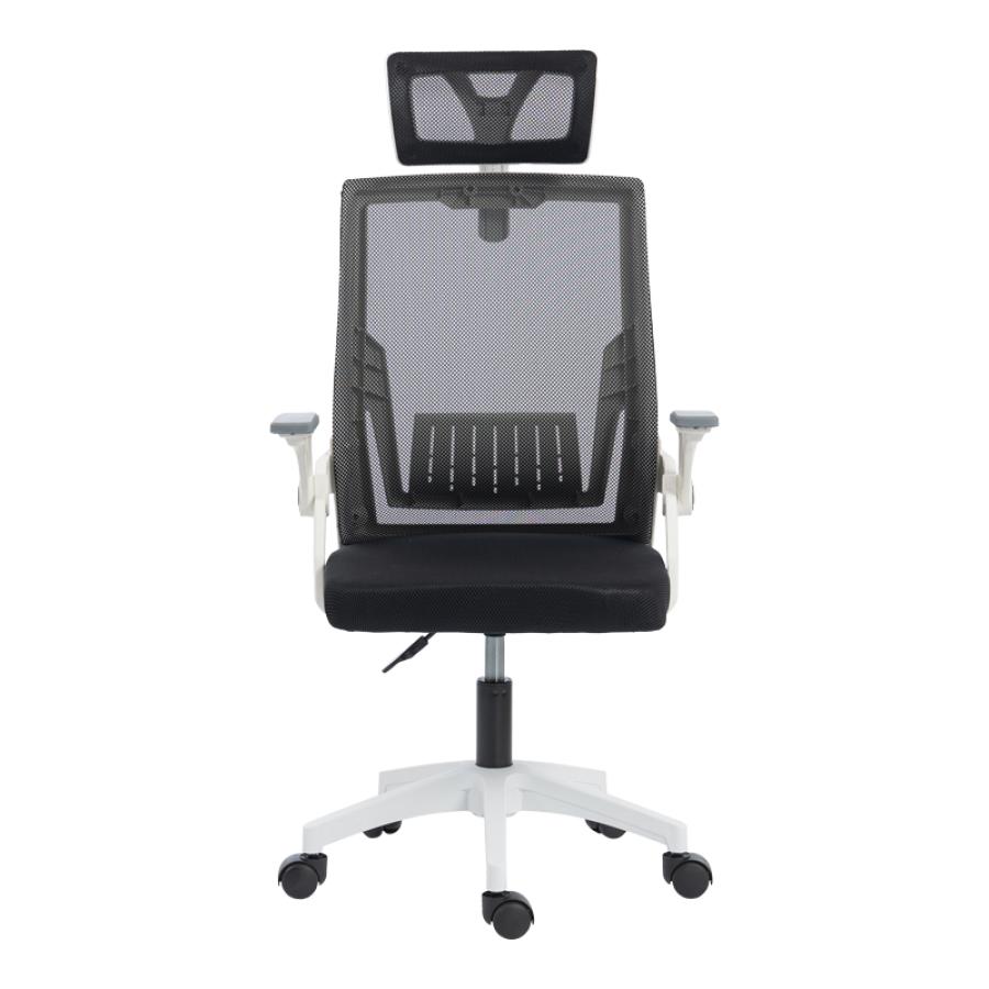 Καρέκλα γραφείου Plymot pakoworld λευκή - mesh μαύρο 48x58x112-122εκ