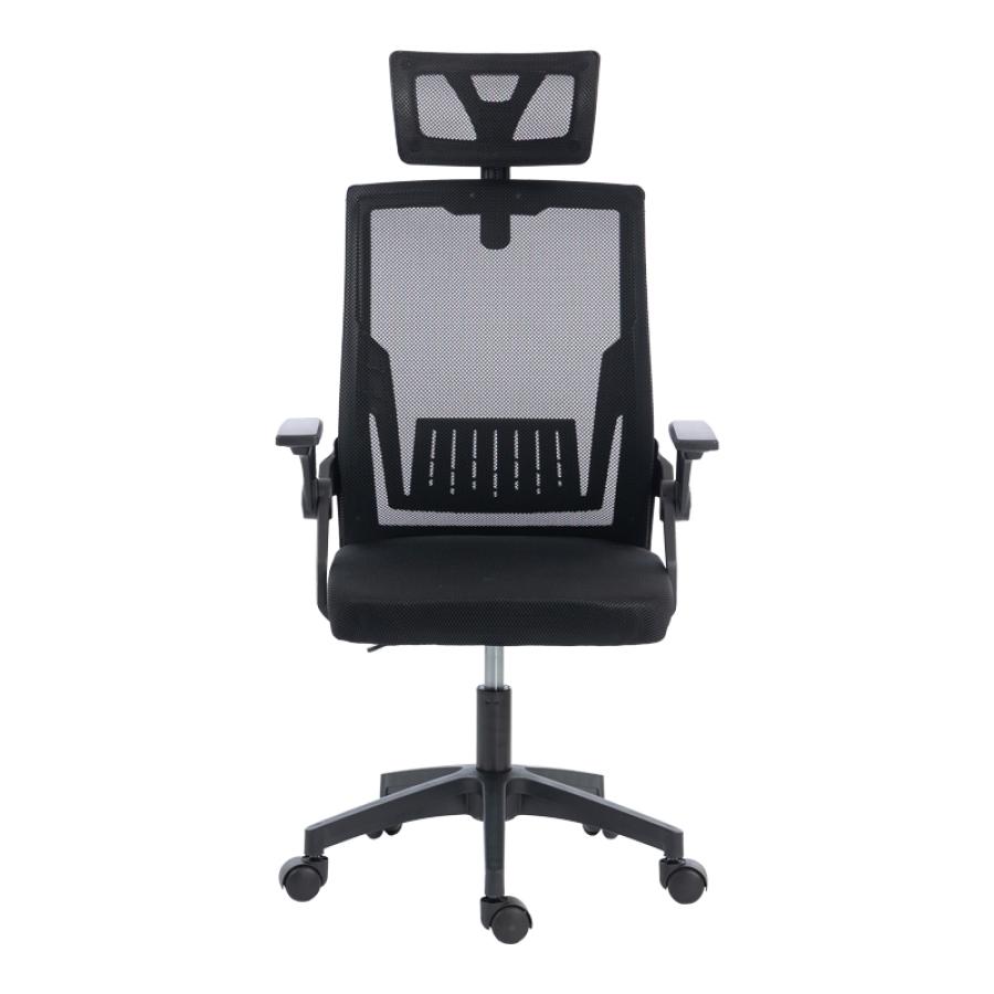 Καρέκλα γραφείου Plymot pakoworld mesh χρώμα μαύρο 48x58x112-122εκ