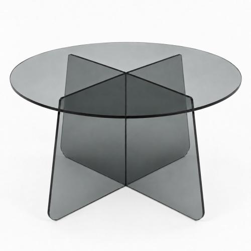 Τραπέζι σαλονιού Cleary pakoworld tempered 8mm γυαλί ανθρακί Φ70x45εκ