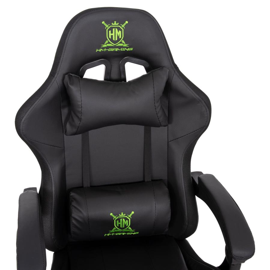 ΠΟΛΥΘΡΟΝΑ GAMING DARREN HM1203.03 ΜΑΥΡΟ-ΠΡΑΣΙΝΟ PVC 58.5x100x120Υεκ.