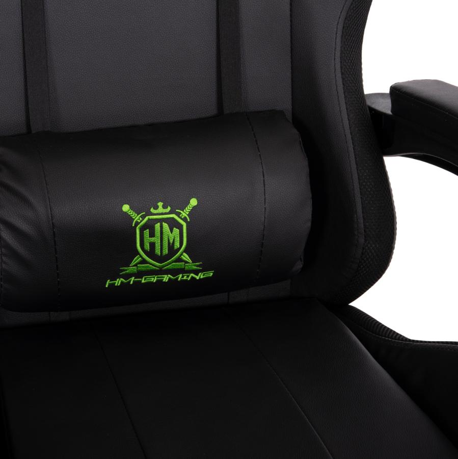 ΠΟΛΥΘΡΟΝΑ GAMING DARREN HM1203.03 ΜΑΥΡΟ-ΠΡΑΣΙΝΟ PVC 58.5x100x120Υεκ.
