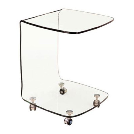 GLASSER Trolley Τραπεζάκι Βοηθητικό, Διάφανο Γυαλί 10mm