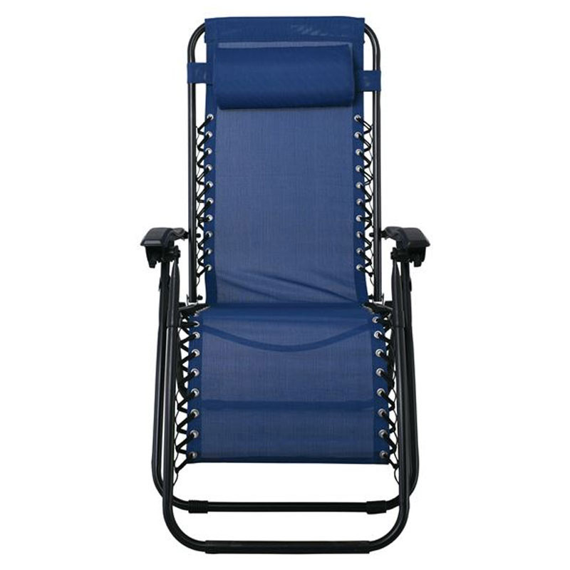 SUPER RELAX Πολυθρόνα με Υποπόδιο, Μέταλλο Βαφή Ανθρακί, Textilene Μπλε